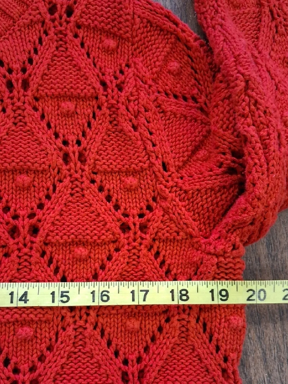Women's Open Knit Crewneck Sweater - Red